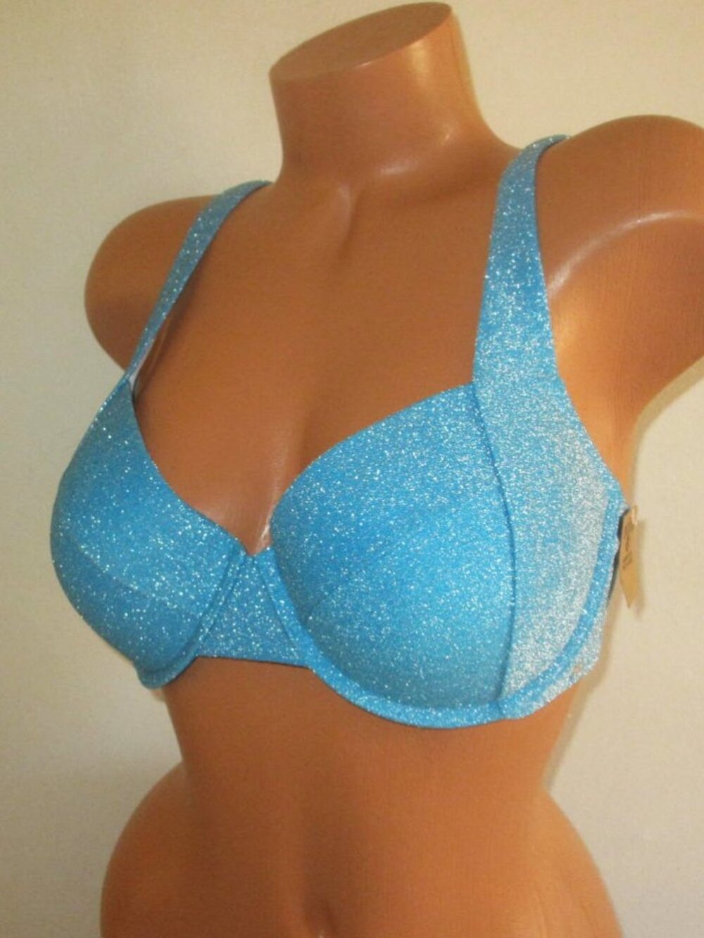 PINK Victoria Secret Swim Push Up Bikini Top SZE XL - 38D, 40B, 40C Glitter Blue